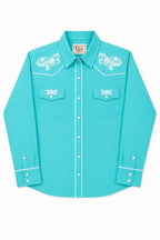Prairie Embroidery Cowgirl Shirt | Turquoise Sky