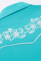 Prairie Embroidery Cowgirl Shirt | Turquoise Sky