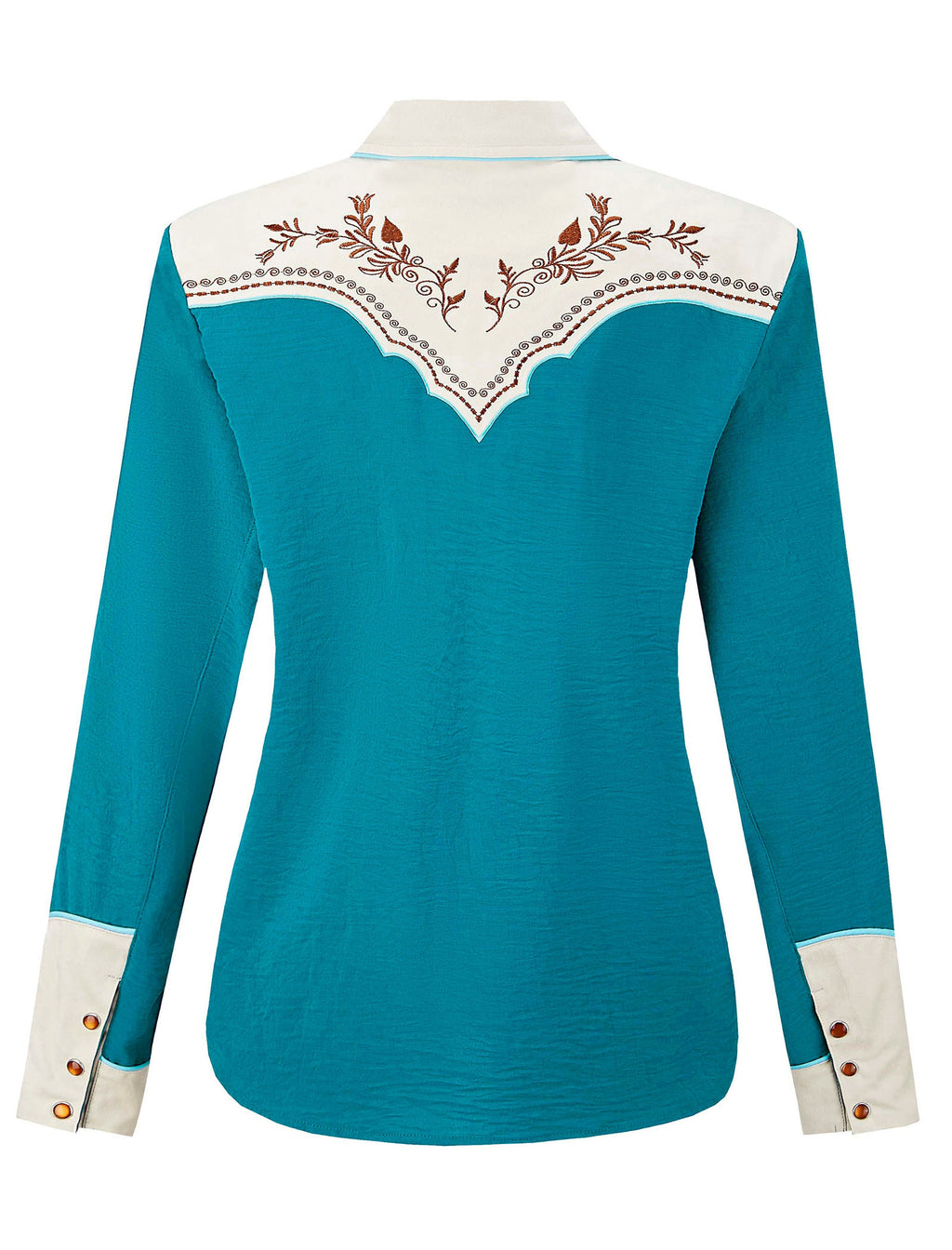 Prairie Vine Embroidery Cowgirl Shirt | Desert Turquoise