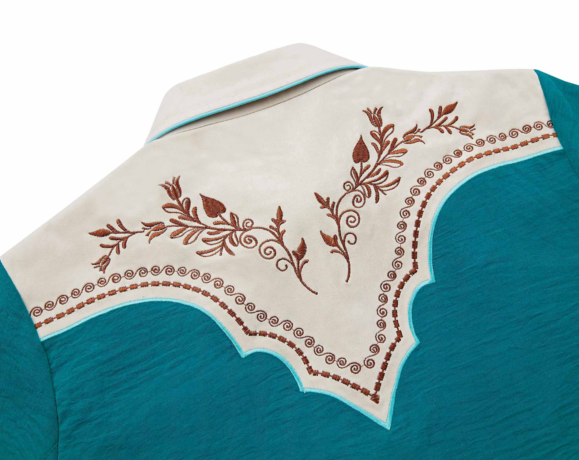 Prairie Vine Embroidery Cowgirl Shirt | Desert Turquoise