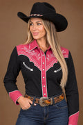 Prairie Vine Embroidery Cowgirl Shirt | Rose Pink