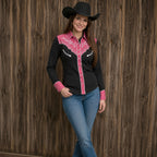 Prairie Vine Embroidery Cowgirl Shirt | Rose Pink