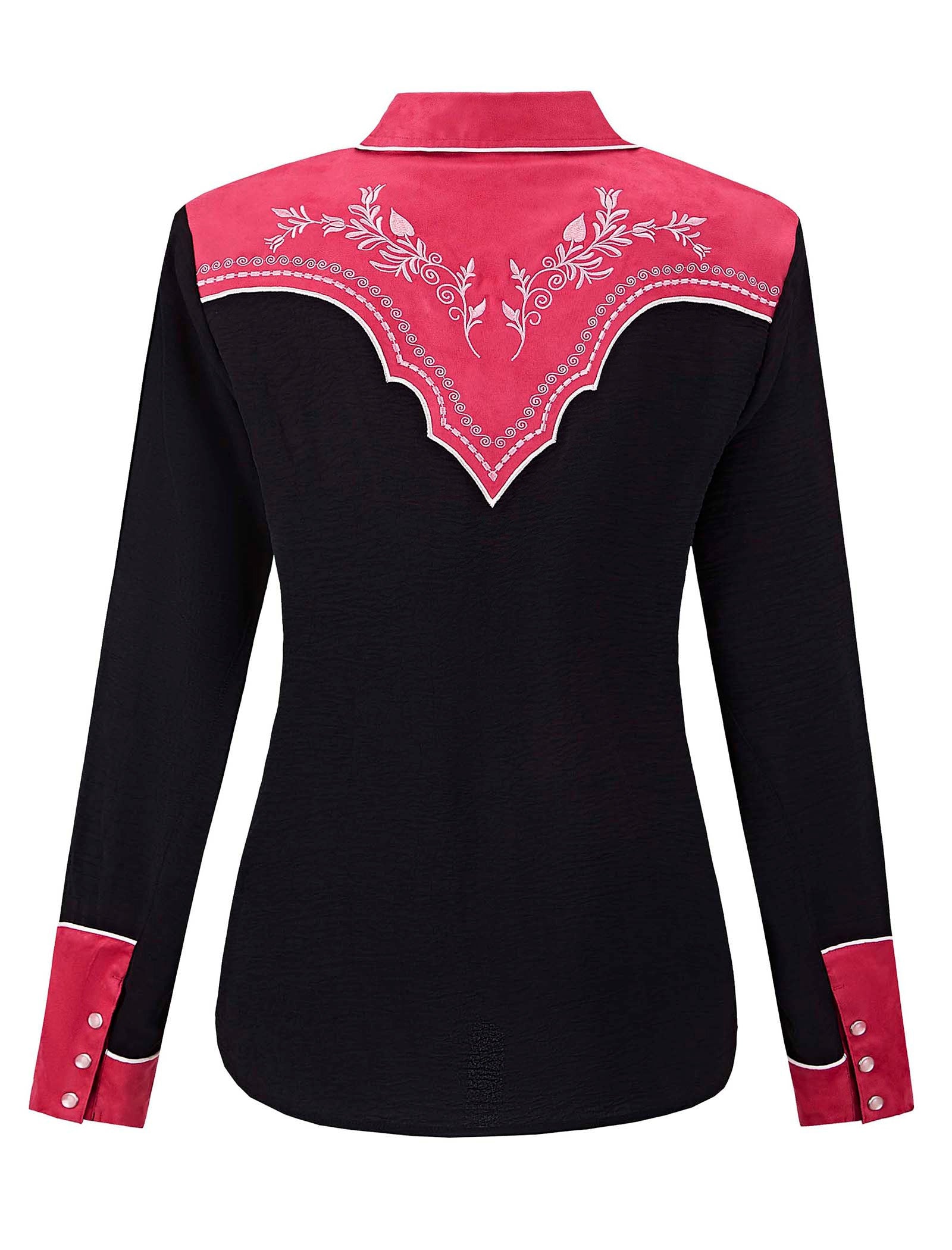 Prairie Vine Embroidery Cowgirl Shirt | Rose Pink