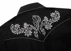 Silver Stallion Embroidery Cowgirl Shirt | Midnight Black