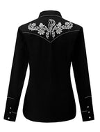 Silver Stallion Embroidery Cowgirl Shirt | Midnight Black