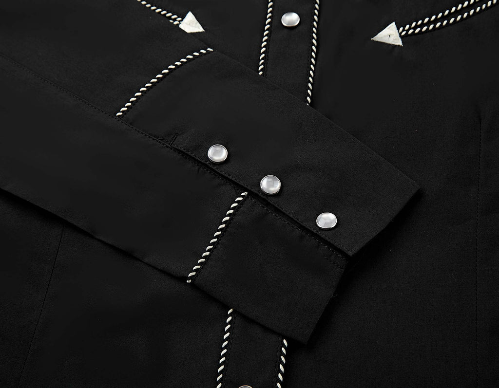 Silver Stallion Embroidery Cowgirl Shirt | Midnight Black