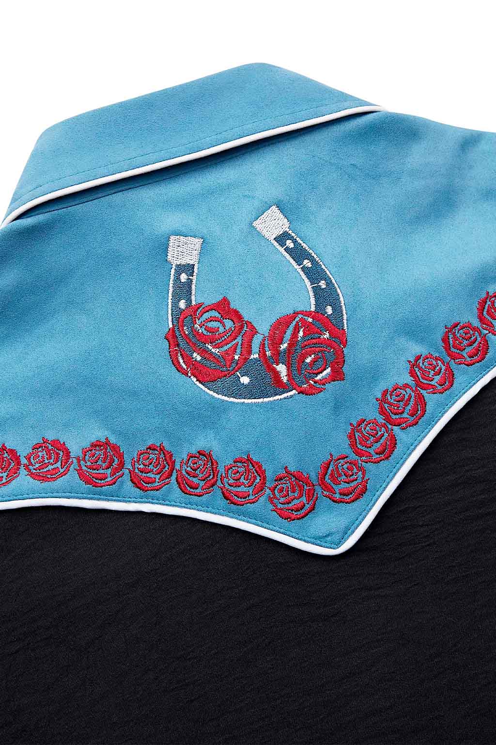 Wild Rose Embroidery Cowgirl Shirt | Vintage Turquoise