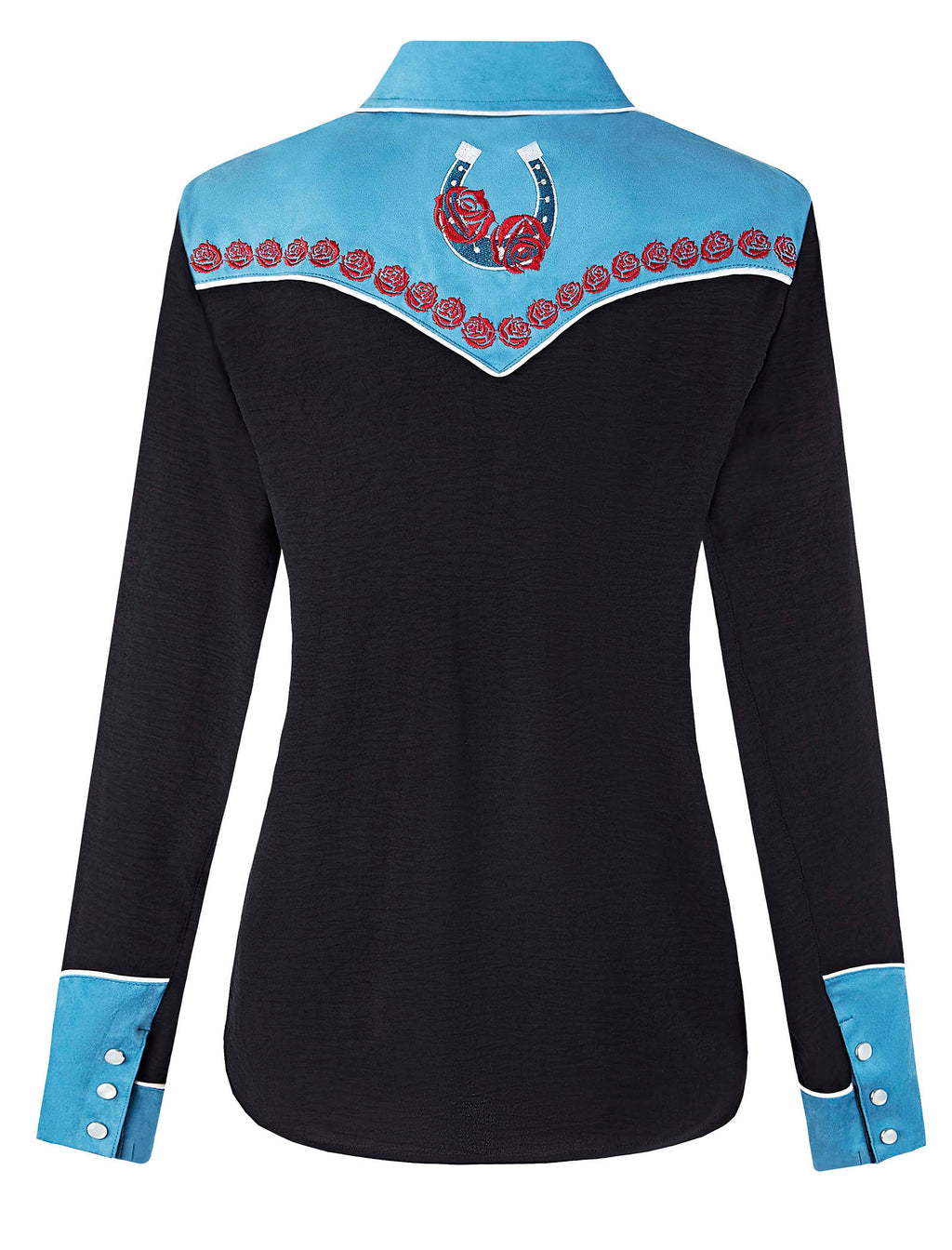 Wild Rose Embroidery Cowgirl Shirt | Vintage Turquoise