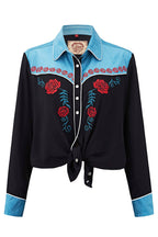 Wild Rose Embroidery Cowgirl Shirt | Vintage Turquoise