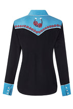 Wild Rose Embroidery Cowgirl Shirt | Vintage Turquoise